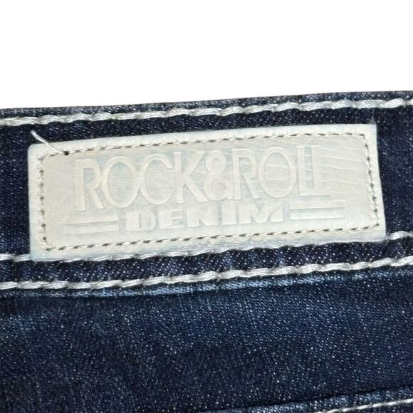 Rock & Roll Cowgirl Women's Wide-Leg Jeans 32x32 dark Wash Blue Denim - Picture 11 of 12